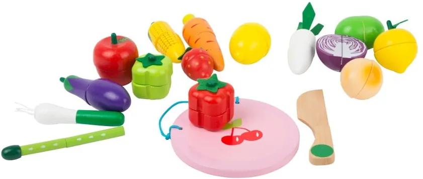 Detský set drevených hračiek so suchým zipsom Legler Fruits and Vegatable