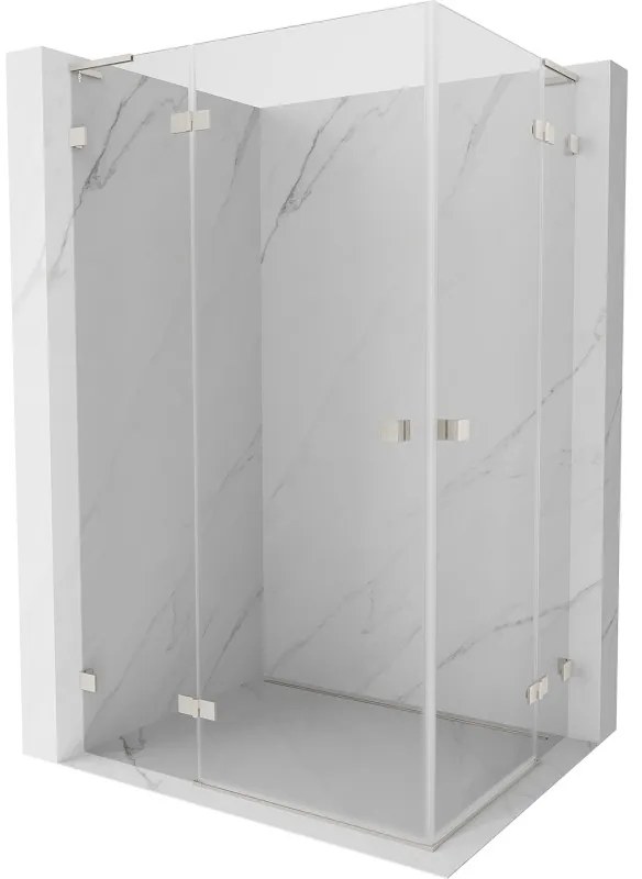 Mexen Lunar, L Duo výklopný sprchový kút 80 x 70 cm, 8mm číre sklo, oceľový profil, 834L-080L-070P-97-00