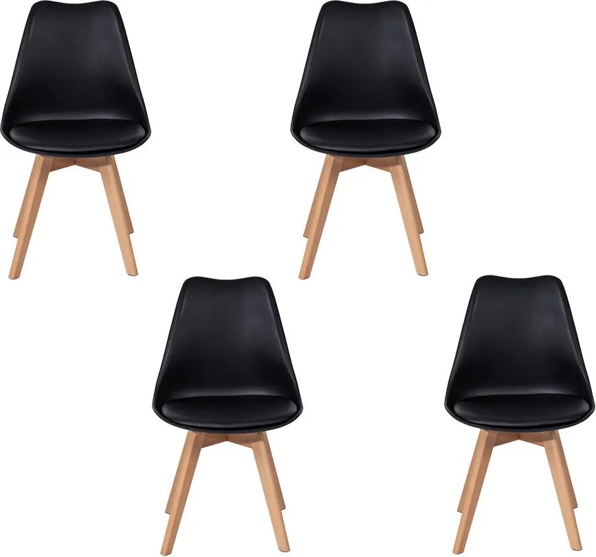 Set - 4 ks Jedálenská stolička AVENBERG SKANDI čierna