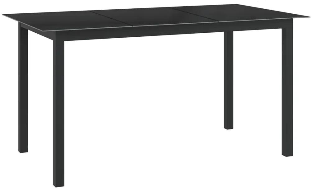 Záhradný stôl, čierny 150x90x74 cm, hliník a sklo
