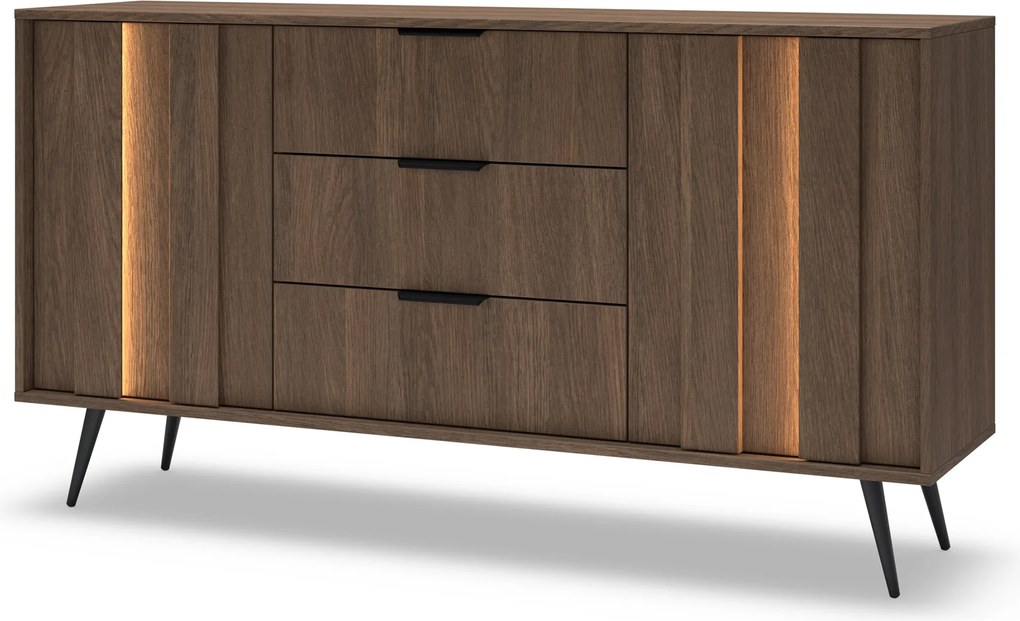 Komoda Flaro 153 cm so zásuvkami - dub dunin