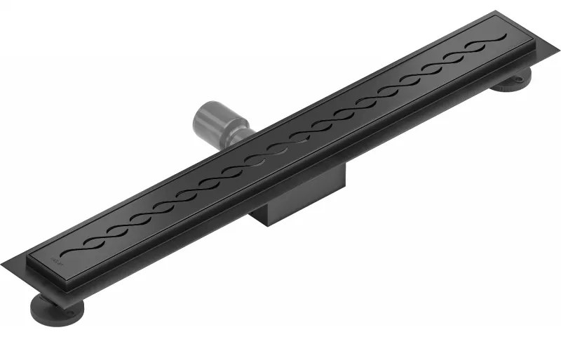 Mexen Flat nerezový sprchový žľab 60 cm, vzor M18, čierna, 1723060-15