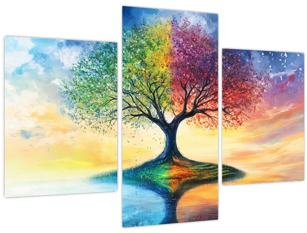 Obraz – Maľovaný strom ročných období (90x60 cm)
