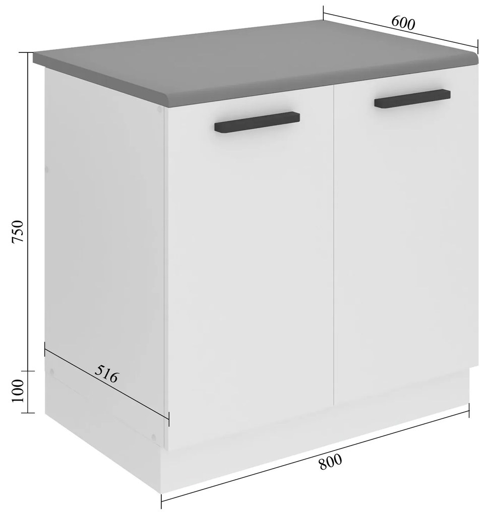 Kuchynská skrinka Belini Premium Full Version drezová 80 cm eben kráľovský s pracovnou doskou