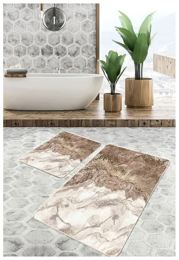 Hnedé kúpeľňové predložky v súprave 2 ks 60x100 cm – Mila Home