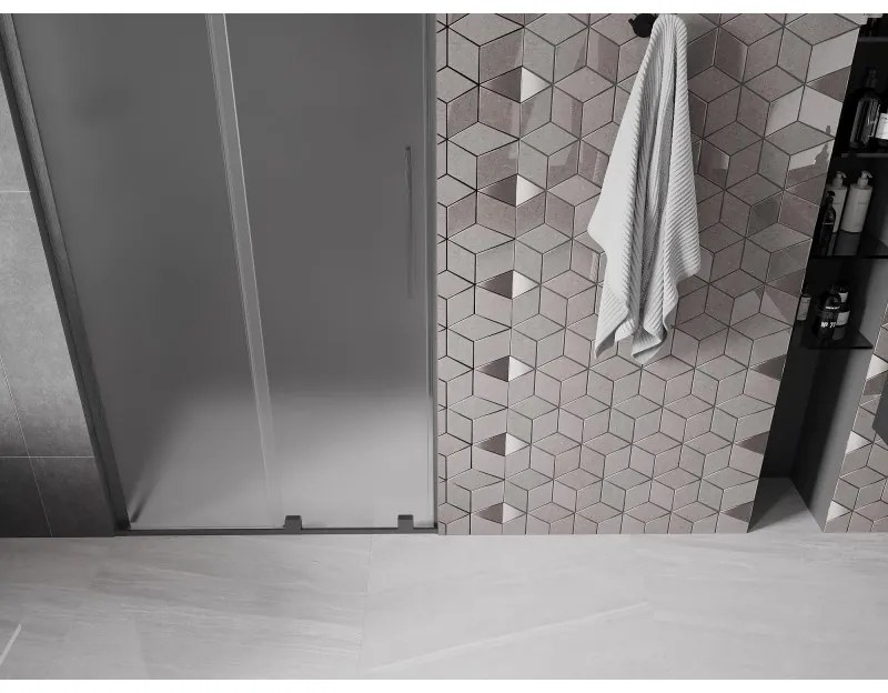Mexen Velar L, posuvné sprchové dvere do otvoru 110 cm, 8mm sklo námraza, grafit brúsený, 871-110-003-31-66