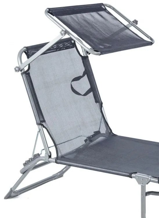 Záhradné ležadlo so strieškou sivé