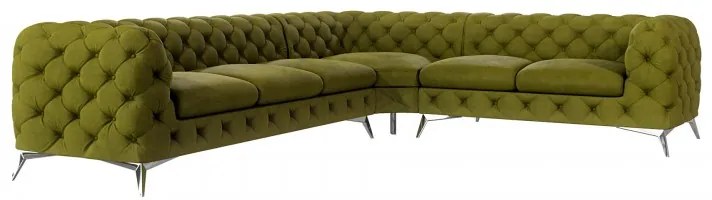 ROHOVÁ SEDAČKA CHESTERFIELD LARISSA PRAVÁ - ĽAVÁ GLOSS VELVET 1206 ZAMATOVÁ LÁTKA 323 X 264 cm