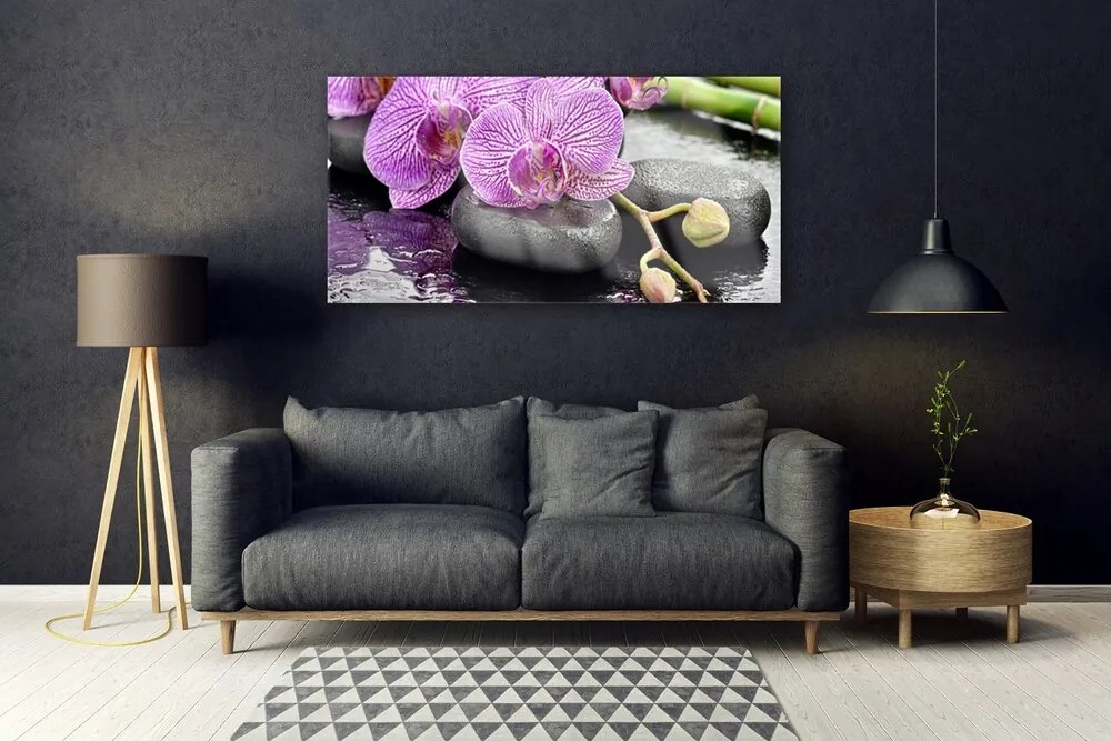 Obraz plexi Kamene zen orchidea kúpele 120x60 cm