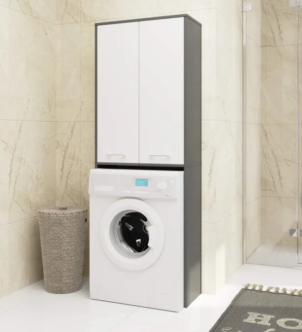 Kúpeľňová skrinka nad práčku FIN 2D sivá / biela