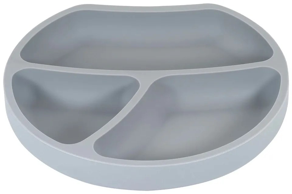 Sivý silikónový detský tanier 19x20,5 cm – Kindsgut