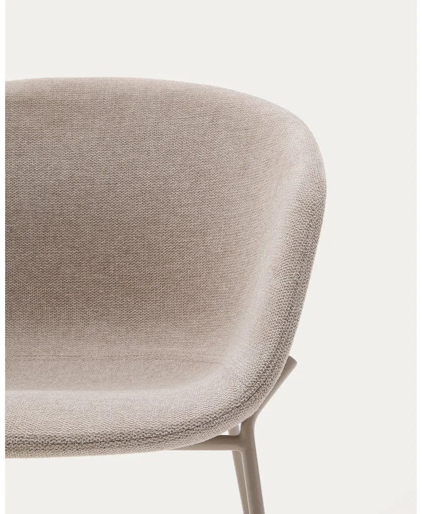 Béžové čalúnené jedálenské kreslo s podrúčkami Yvette – Kave Home