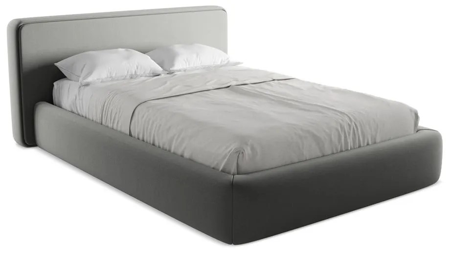 Sivá čalúnená dvojlôžková posteľ s úložným priestorom s roštom 140x200 cm Kiana – Makamii