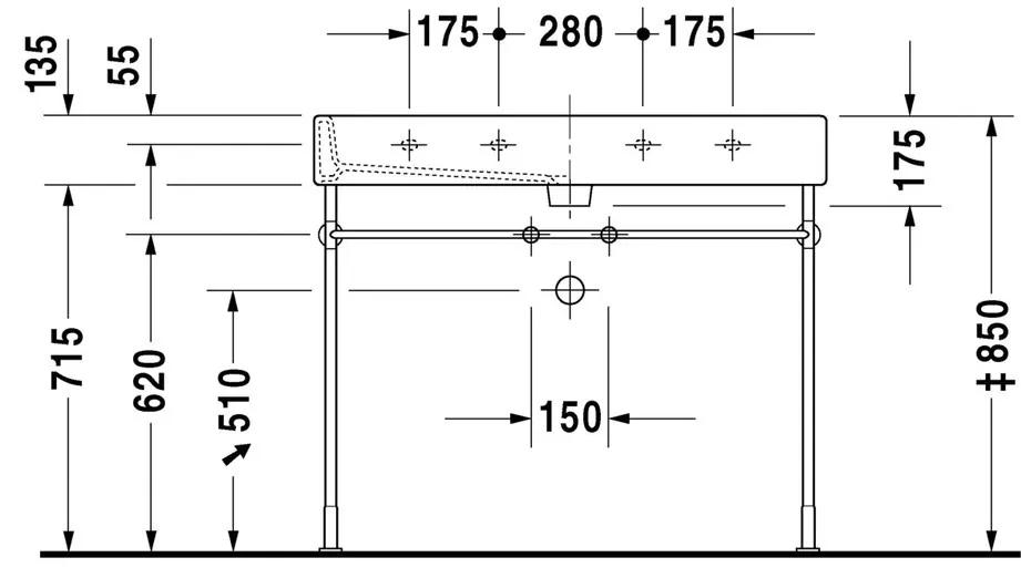 Duravit Vero - Umývadlo 1000x470 mm, 1 otvor pre armatúru, biela 0454100000