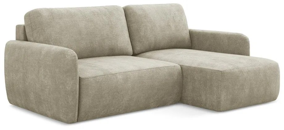 Béžová ženilková rozkladacia/s úložným priestorom rohová pohovka (pravý roh/s leňoškou) Lilo – Makamii