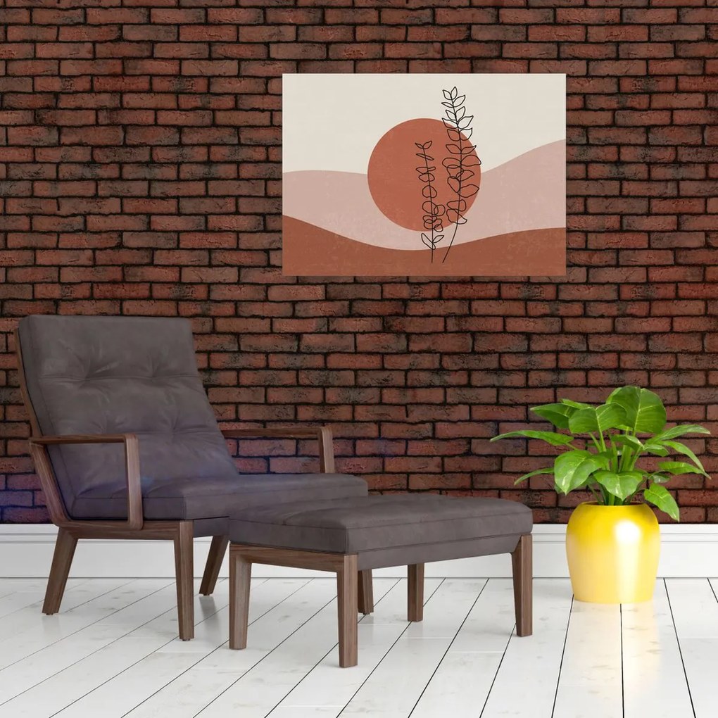 Sklenený obraz - Boho listy N⁰1 (70x50 cm)