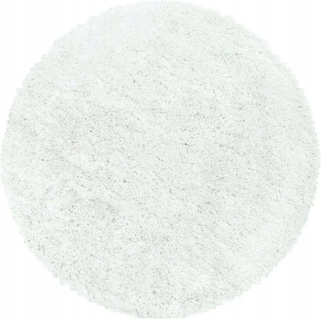 Kusový koberec Fluffy Shaggy 3500 white kruh, 120x120 (priemer) kruh, biela, obývacia izba, Ayyildiz