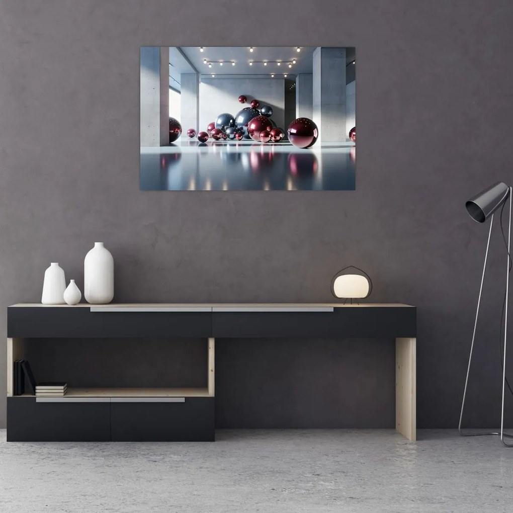Obraz - 3D priestor s guľami II. (90x60 cm)
