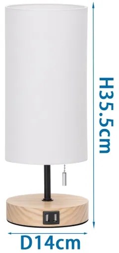 Aigostar - Stolná lampa s USB portom 1xE27/40W/230V béžová