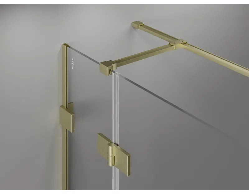 Mexen Lunar T, sklápací sprchový kút ľavý 110 x 80 cm, 8mm číre sklo, zlatý kartáčovaný - 834T-110-080-55-00-L