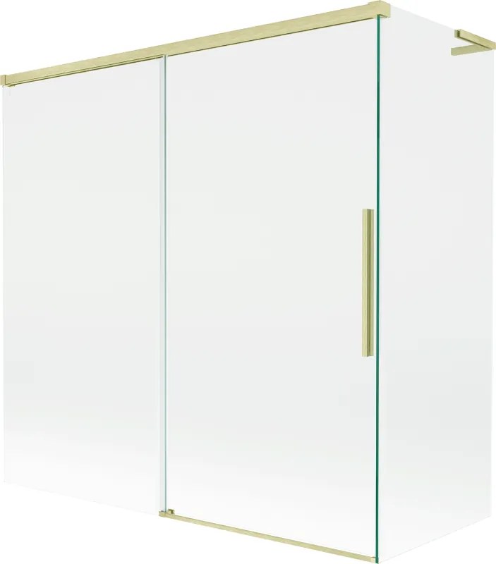 Mexen Rox, L posuvná 2-krídlová vaňová zástena 160 + 80 x 150 cm, 8mm číre sklo, zlatý matný profil, 8C9L-160-080-55-00