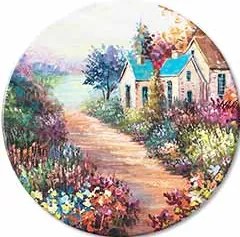 Okrúhly maľovaný obraz Babkin domček