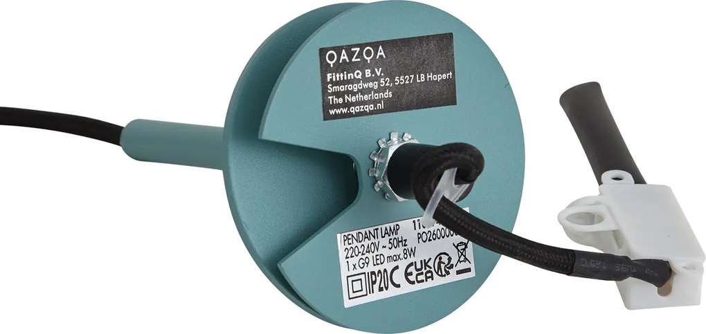 Moderná modrá závesná lampa s integrovanou stropnou doskou - Chuba