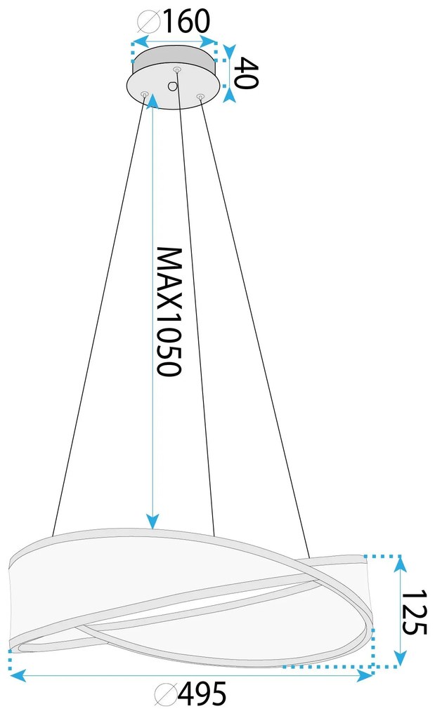 Toolight Toolight, stropné svietidlo 50cm, 62W, 4000K, 4500lm, G136-CP, zlatá, OSW-02620