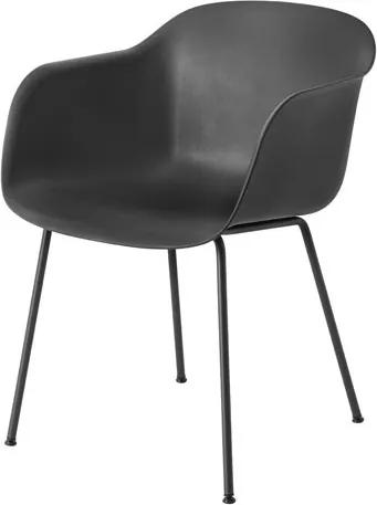 Muuto Stolička Fiber Arm Chair s kovovou podnožou, čierna