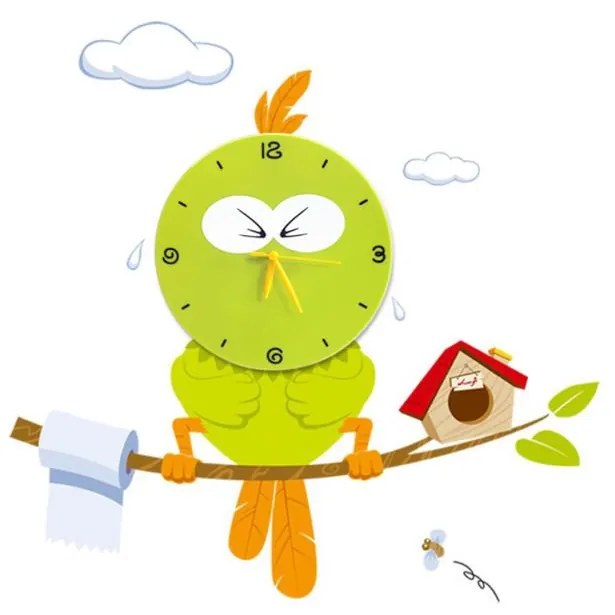 LED Detské nástenné svietidlo s hodinami LED/1W/3xAAA vták