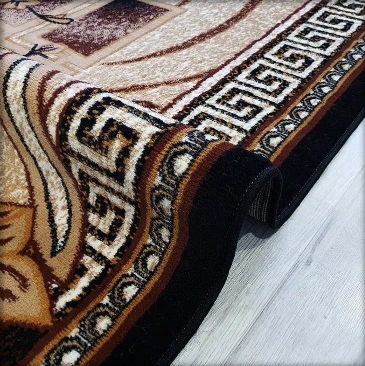 HU Hnedo-čierny klasický koberec Shiraz Bcf Kvety Rozmer: 50x80 cm