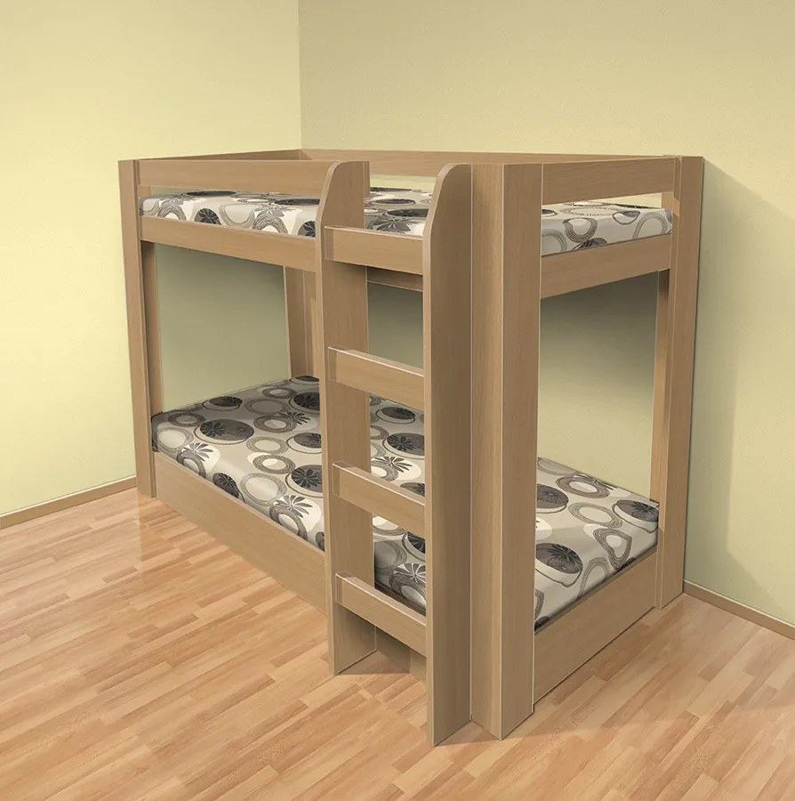 Poschodová posteľ PATR - 1 HIT dekor lamina: Antracit, matrac: MATRACE 16cm PRUŽINOVÁ