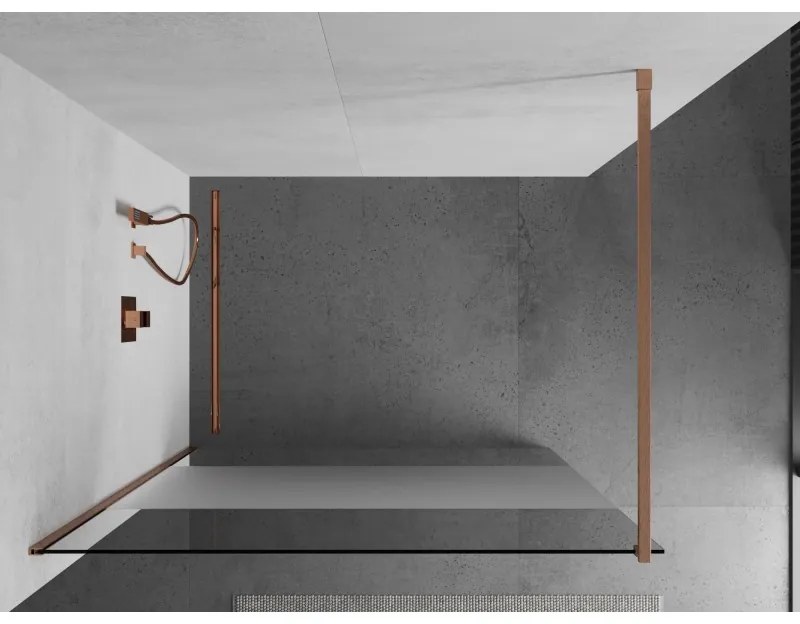 Mexen Kioto, sprchová zástena Walk-In 140 x 200 cm, 8mm číre sklo-námraza, medený matný profil, 800-140-101-65-35