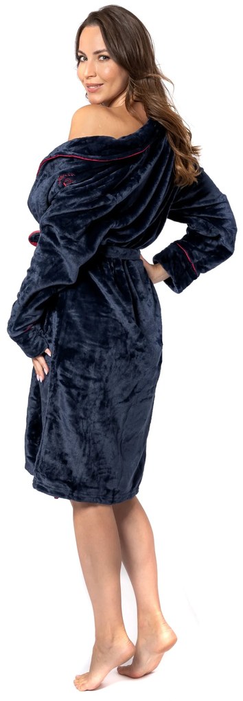 Dámský župan Roger M tmavě modrý/červený