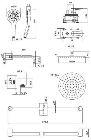 Cersanit S952-011 - Sprchová sada MODUO s podomietkovou batériou, chróm lesk