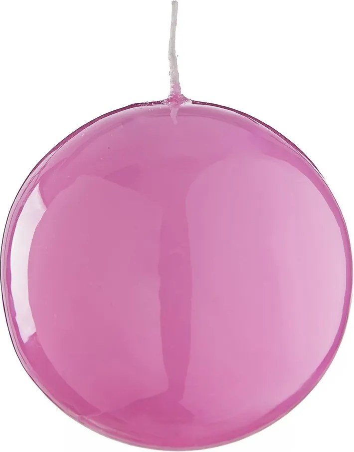BUBBLES Sviečka guľatá lesklá 9 cm - ružová