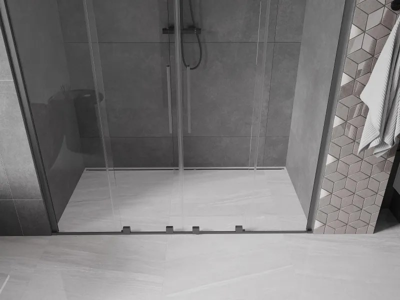 Mexen Velar Duo, posuvné dvere do otvoru 170x200 cm, 8mm číre sklo, grafitová matná, 871-170-000-02-66