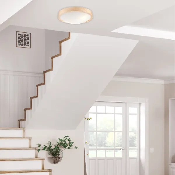 Stropné svietidlo NATURAL SLIM 2xE27/60W/230V ø 37 cm borovica