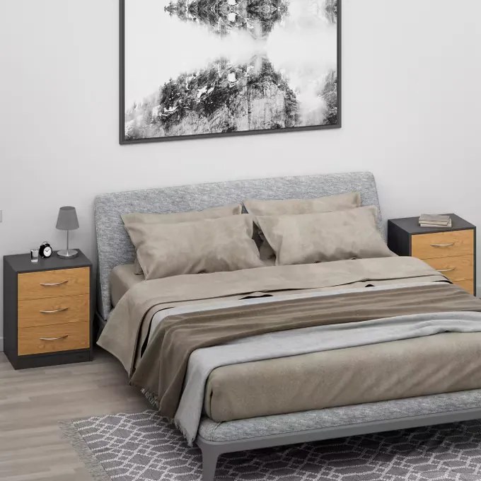 InternetovaZahrada Sada 2 ks nočných stolíkov Eloise 54x39x28 cm - drevo/šedá