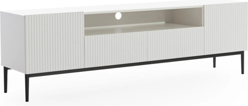 TV stolík Nicole 200 cm s otvorenou policou - biely mat / čierna