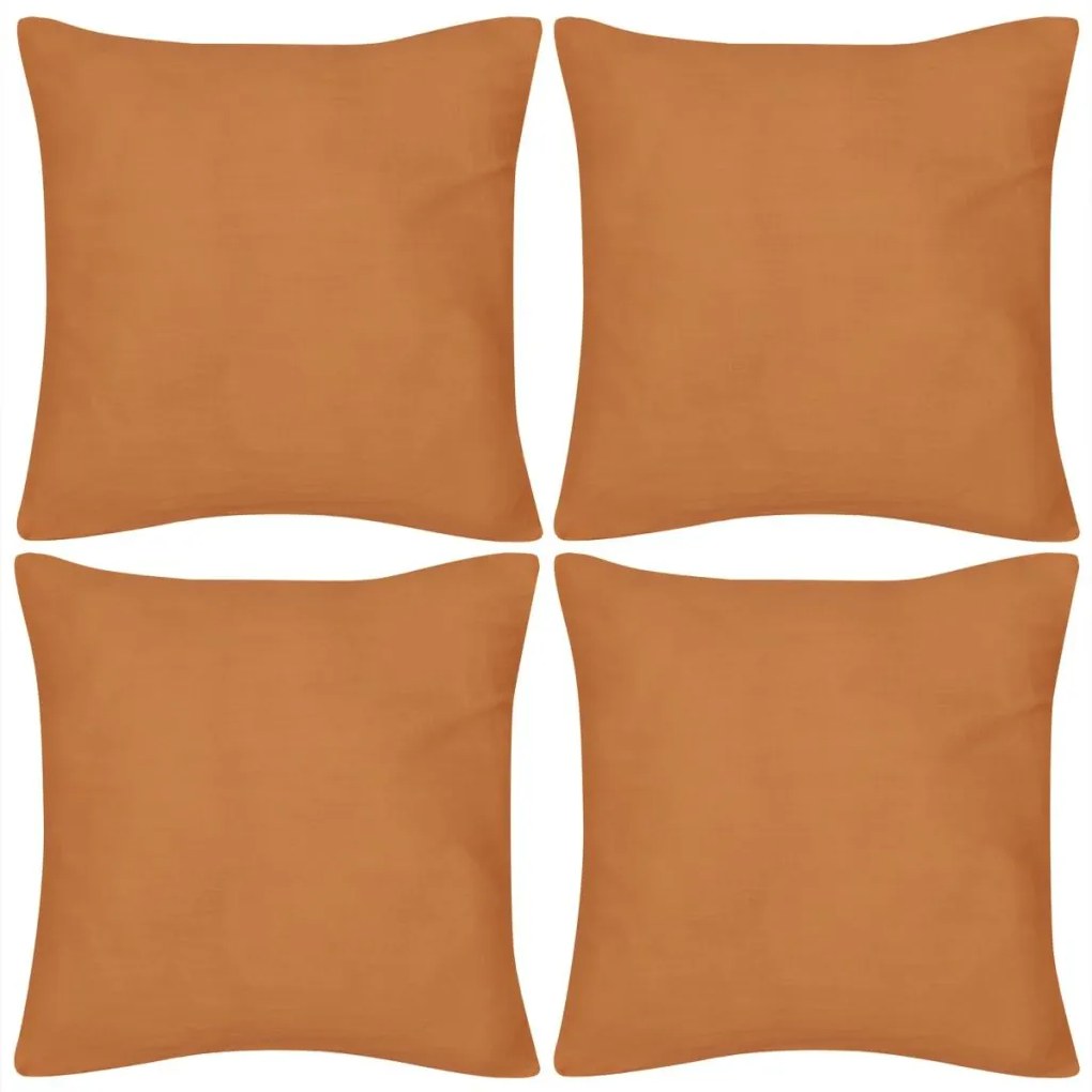 vidaXL Návliečky na vankúše, 4 ks, bavlna, oranžové, 40 x 40 cm