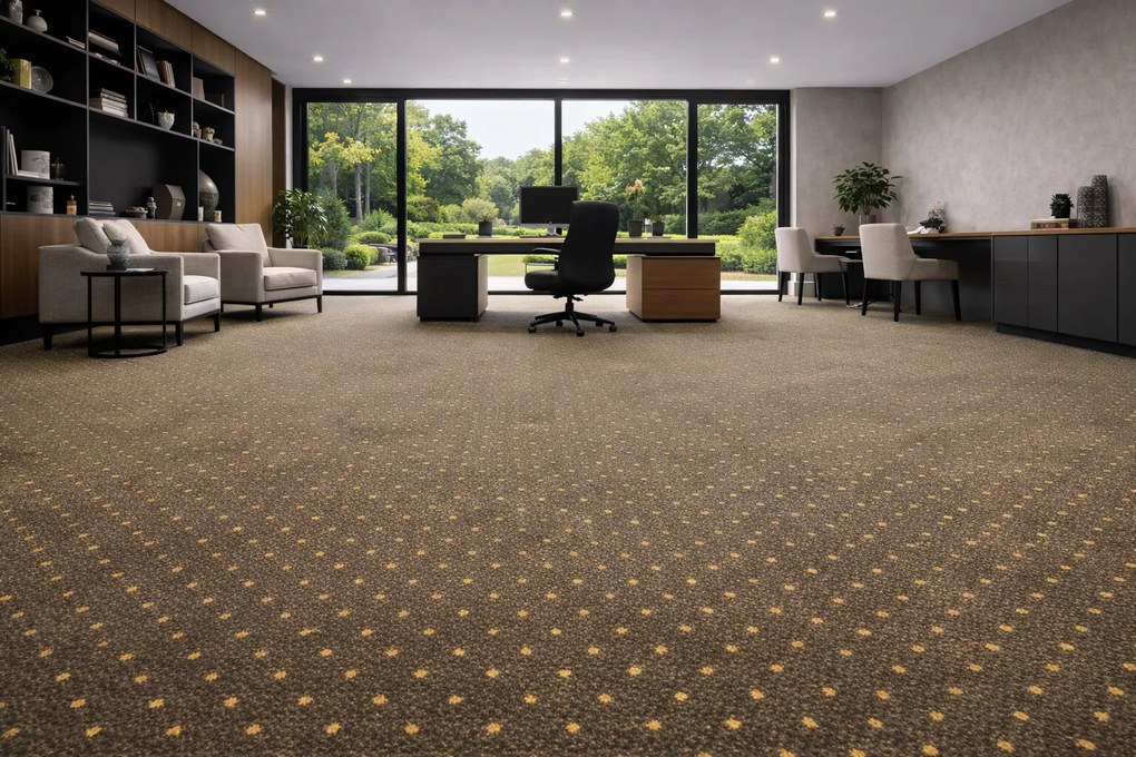 ITC, Metrážny koberec Akzento New 94, záťažový, na mieru, šíře 4m, hnedá, ab (mriežka), chodba / predsieň