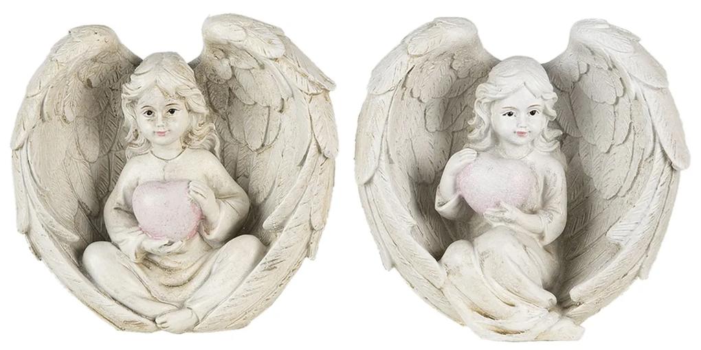 Dekoratívne sošky anjelikov so srdiečkami (2 ks) - 10 * 6 * 10 cm