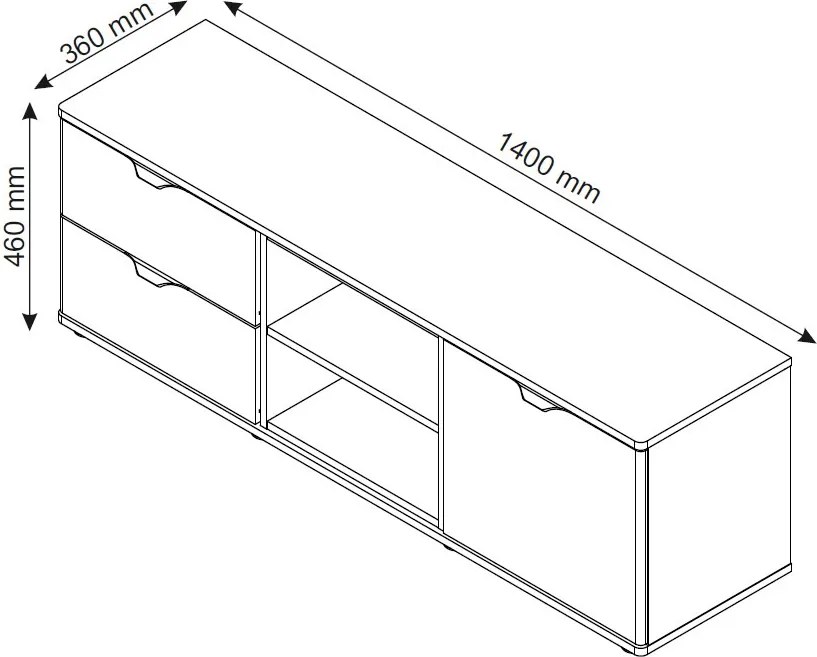 TV skrinka so zásuvkami Avola, 140 cm, béžová kašmír/dub cremona