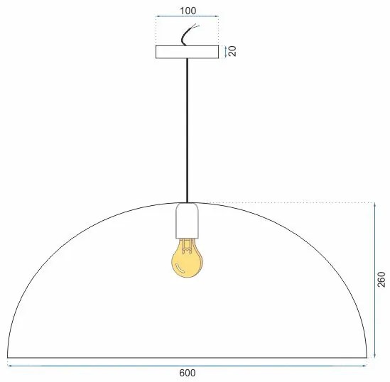 Toolight - Stropná lampa závesná kovová miska čierna 60cm 1xE27 APP380-1CP, čierna, OSW-05012