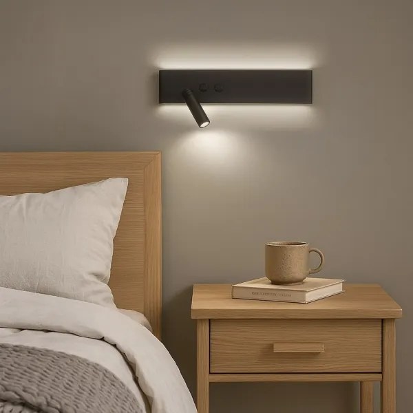 LED nástenné bodové svietidlo RESORT LED/10W/230V + LED/3W čierne ľavé