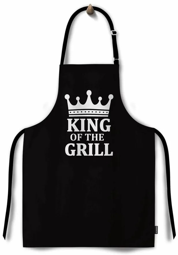 Domarex Kuchynská zástera KING OF THE GRILL 65 x 77 cm Kráľ grilu Čierna