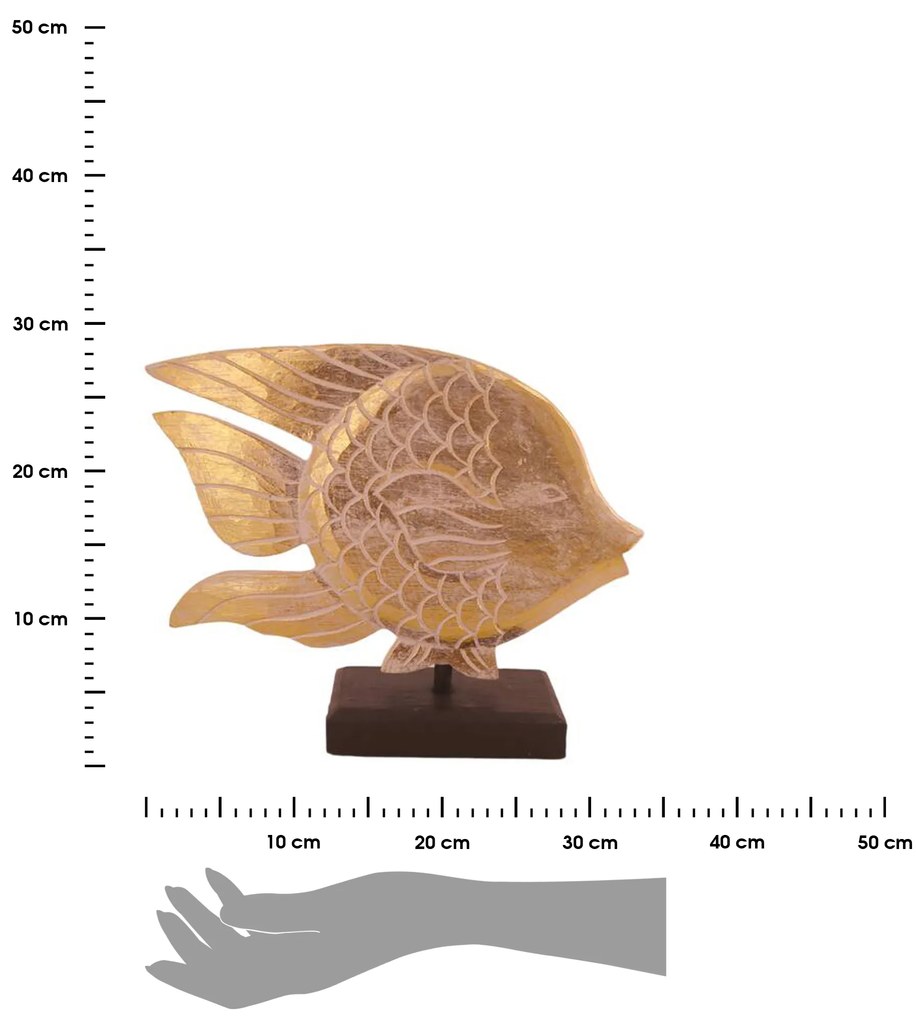 Dekoračná soška Fish, 29x34x10 cm, zlatá