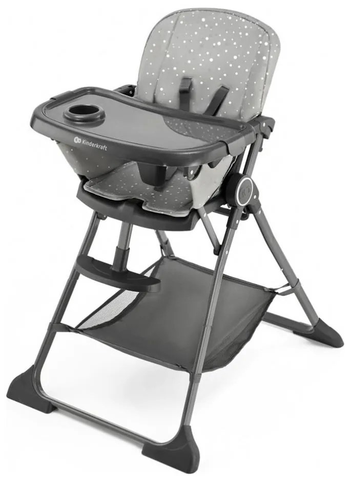 KINDERKRAFT - Detská jedálenská stolička FOLDEE šedá