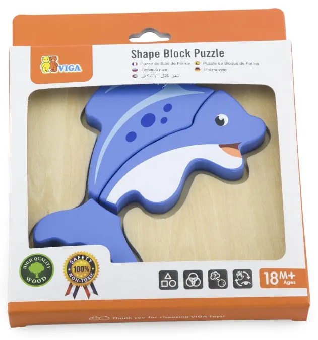 Viga drevené puzzle pre deti - Delfín